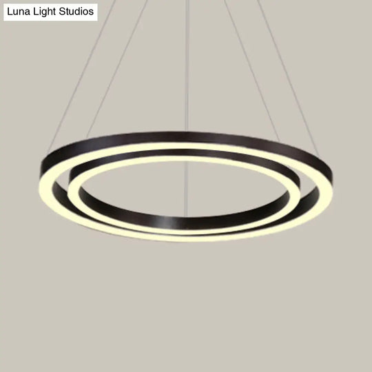 Contemporary Brown Acrylic Led Hoop Chandelier - Warm/White Light