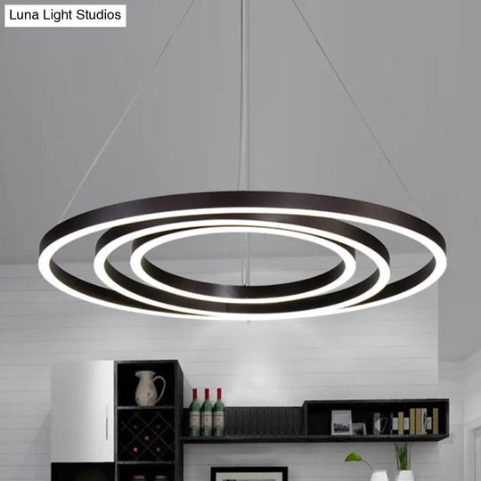 Contemporary Brown Acrylic Led Hoop Chandelier - Warm/White Light
