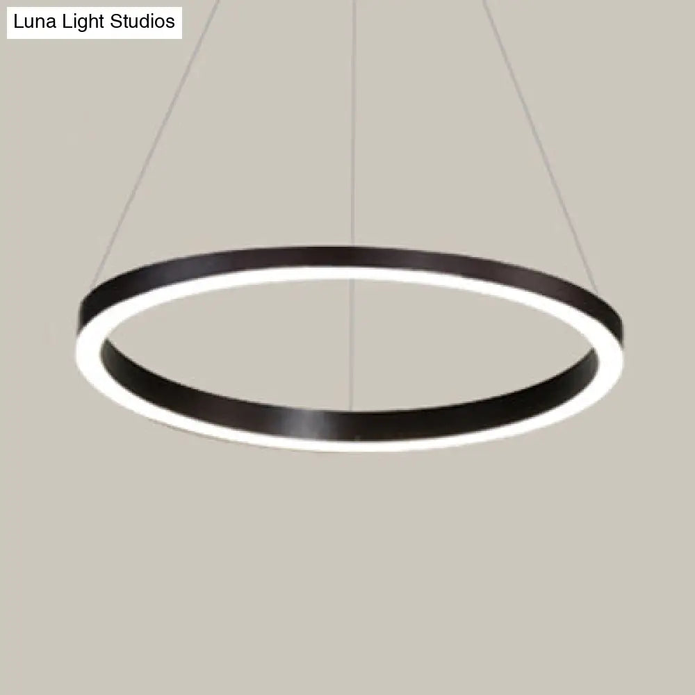 Contemporary Brown Acrylic Led Hoop Chandelier - Warm/White Light