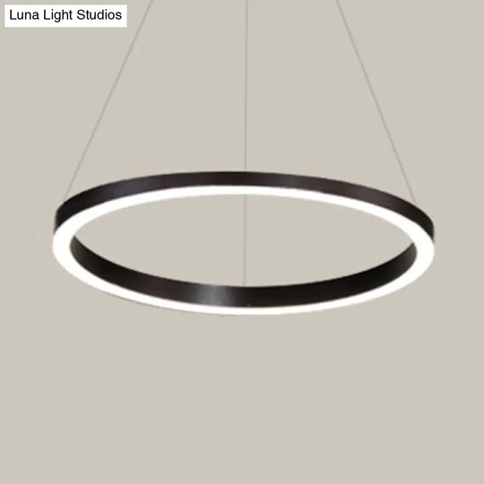 Contemporary Brown Acrylic Led Hoop Chandelier - Warm/White Light