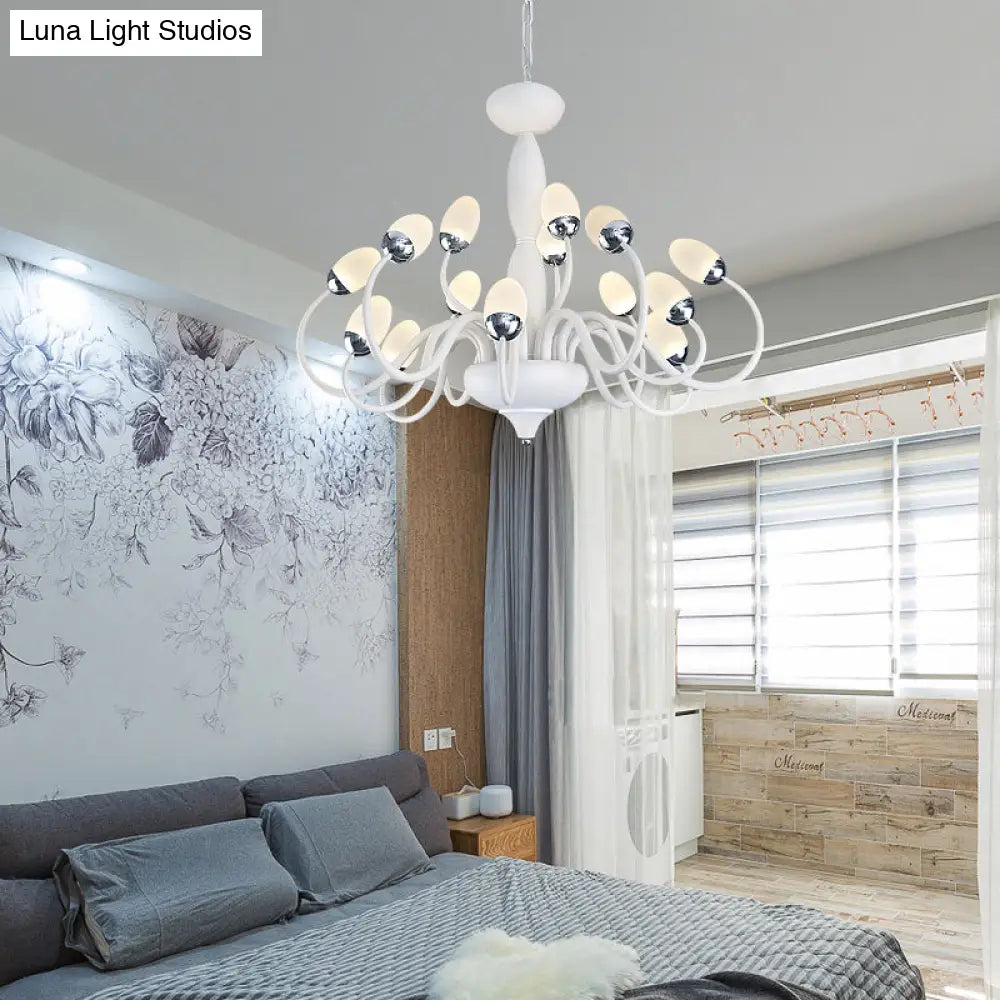 Contemporary Bud Bedroom Chandelier: Acrylic 15/22-Light Hanging Pendant White 15 /