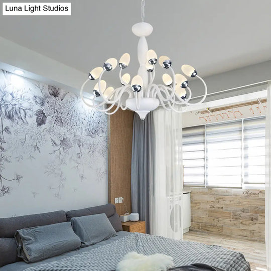 Contemporary Bud Bedroom Chandelier: Acrylic 15/22-Light Hanging Pendant White 15 /