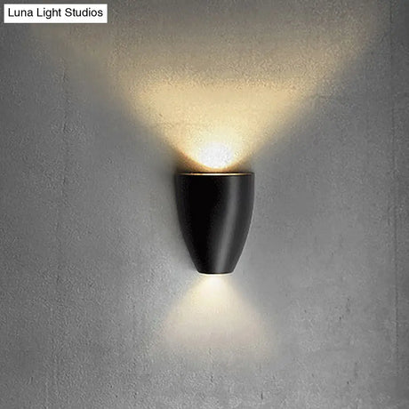 Contemporary Bullet Wall Sconce - Led Up And Downlight For Stairway Modern Metallic Finish In