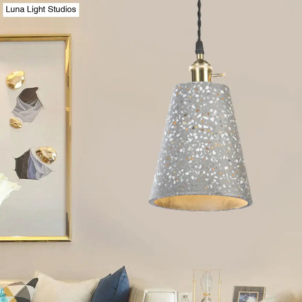 Contemporary Cement Pendant Ceiling Light: Tapered Shade Hanging Light For Cafes