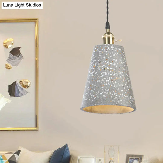 Contemporary Cement Pendant Ceiling Light: Tapered Shade Hanging Light For Cafes