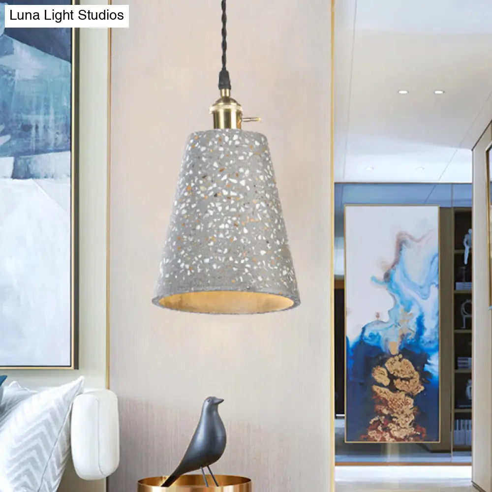Contemporary Cement Pendant Ceiling Light: Tapered Shade Hanging Light For Cafes