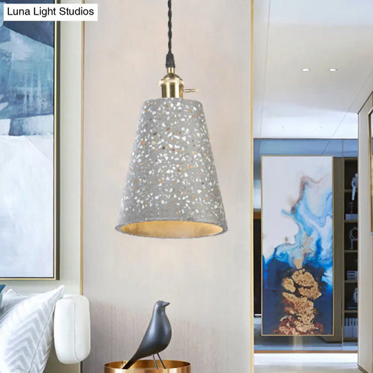 Contemporary Cement Pendant Ceiling Light: Tapered Shade Hanging Light For Cafes