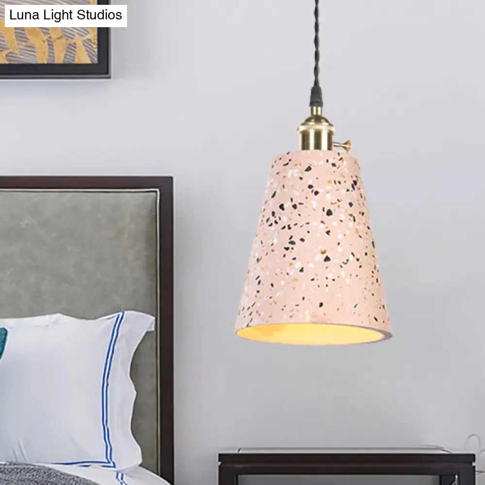 Contemporary Cement Pendant Ceiling Light: Tapered Shade Hanging Light For Cafes
