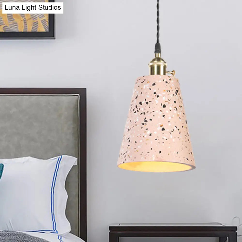 Contemporary Tapered Cement Pendant Ceiling Light For Cafes - 1-Light Hanging Lamp
