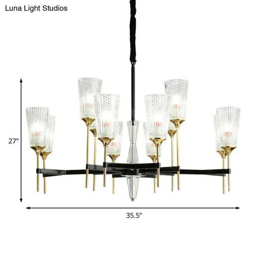 Contemporary Chandelier With Crystal Shade - Elegant Brass Pendant Fixture 6/8/12 Lights