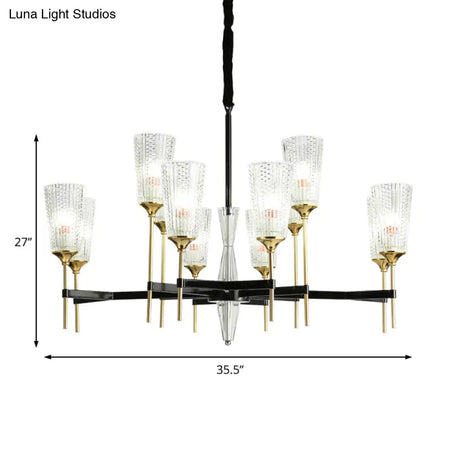 Contemporary Chandelier With Crystal Shade - Elegant Brass Pendant Fixture 6/8/12 Lights