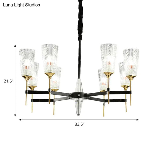 Contemporary Chandelier With Crystal Shade - Elegant Brass Pendant Fixture 6/8/12 Lights
