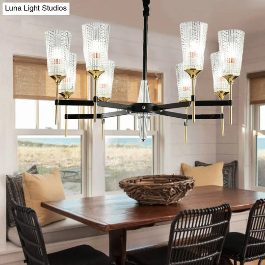 Contemporary Chandelier With Crystal Shade - Elegant Brass Pendant Fixture 6/8/12 Lights