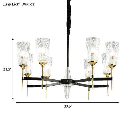 Contemporary Chandelier With Crystal Shade - Elegant Brass Pendant Fixture 6/8/12 Lights