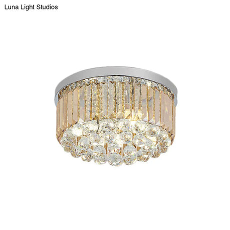 Contemporary Chrome Flush Mount Ceiling Light With Rectangular-Cut Design Available In 2/4/6 Lights