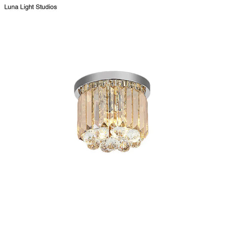 Contemporary Chrome Flush Mount Ceiling Light With Rectangular-Cut Design Available In 2/4/6 Lights