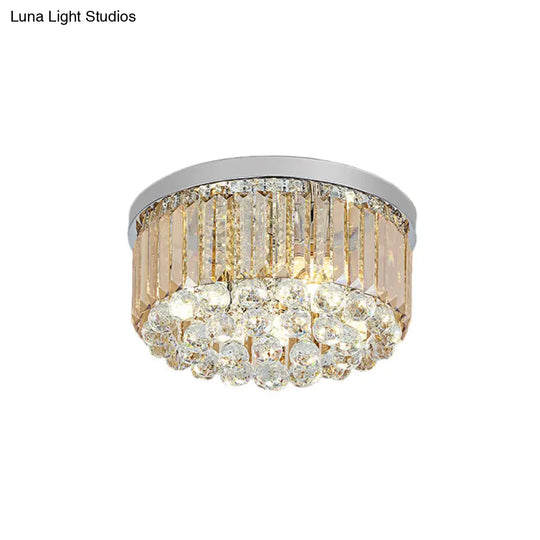 Contemporary Chrome Flush Mount Ceiling Light With Rectangular-Cut Design Available In 2/4/6 Lights