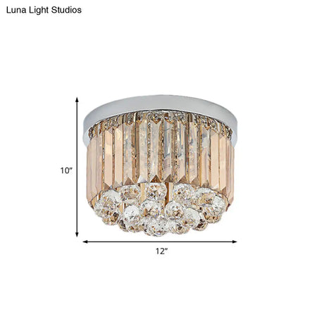 Contemporary Chrome Flush Mount Ceiling Light With Rectangular-Cut Design Available In 2/4/6 Lights