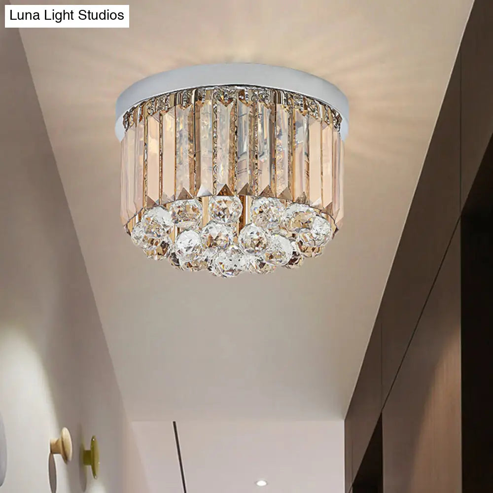 Contemporary Chrome Flush Mount Ceiling Light With Rectangular-Cut Design Available In 2/4/6 Lights