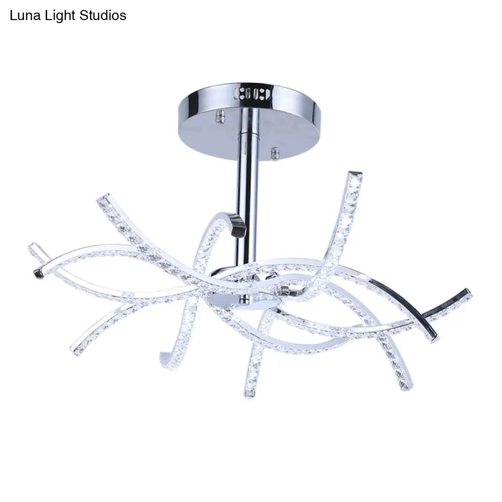 Contemporary Chrome Led Crystal Chandelier Pendant Light For Bedrooms