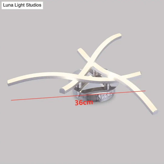 Contemporary Chrome Metal Led Semi Mount Close To Ceiling Lighting For Living Room