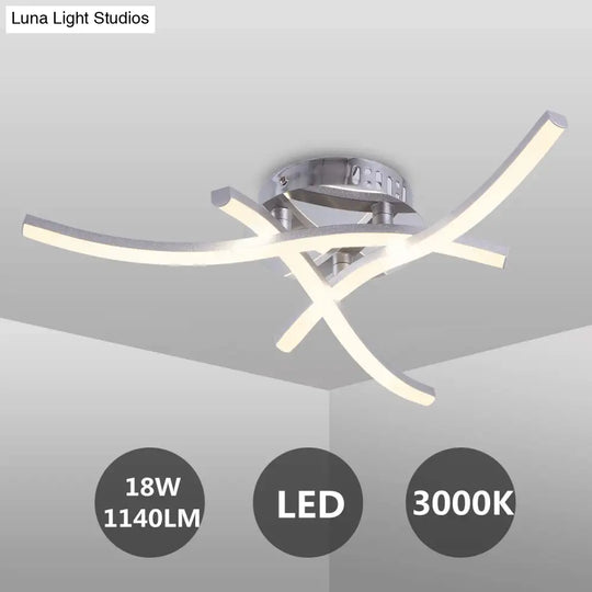 Contemporary Chrome Metal Led Semi Mount Close To Ceiling Lighting For Living Room