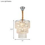 Contemporary Chrome Tiered Chandelier With Clear Crystal - 4/5/6 Lights 12’/16’/21.5’ Wide