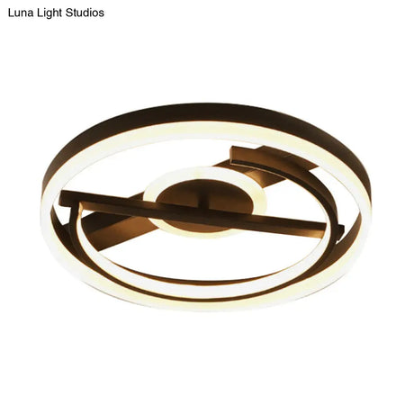 Contemporary Circle Acrylic Ceiling Mounted Led Flush Light - 16’/19.5’ Wide Black/White