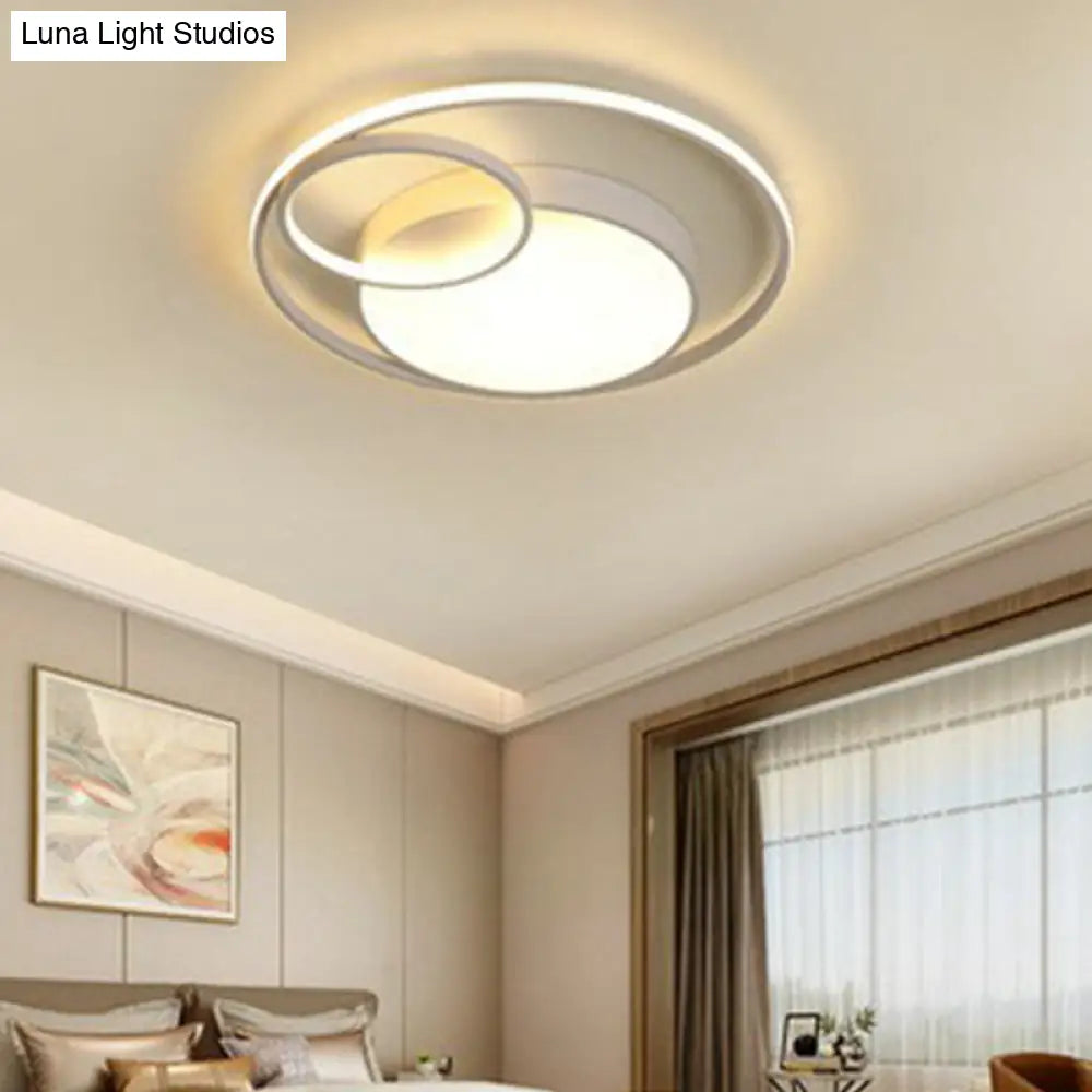 Contemporary Circle Acrylic Led Ceiling Light For Study Room White / Warm