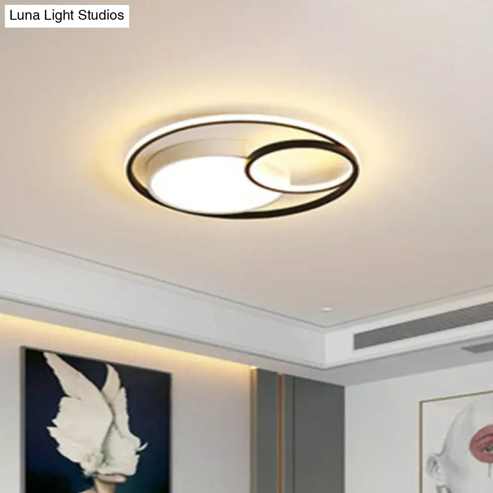 Contemporary Circle Acrylic Led Ceiling Light For Study Room Black / Neutral (3500 - 4099 K)