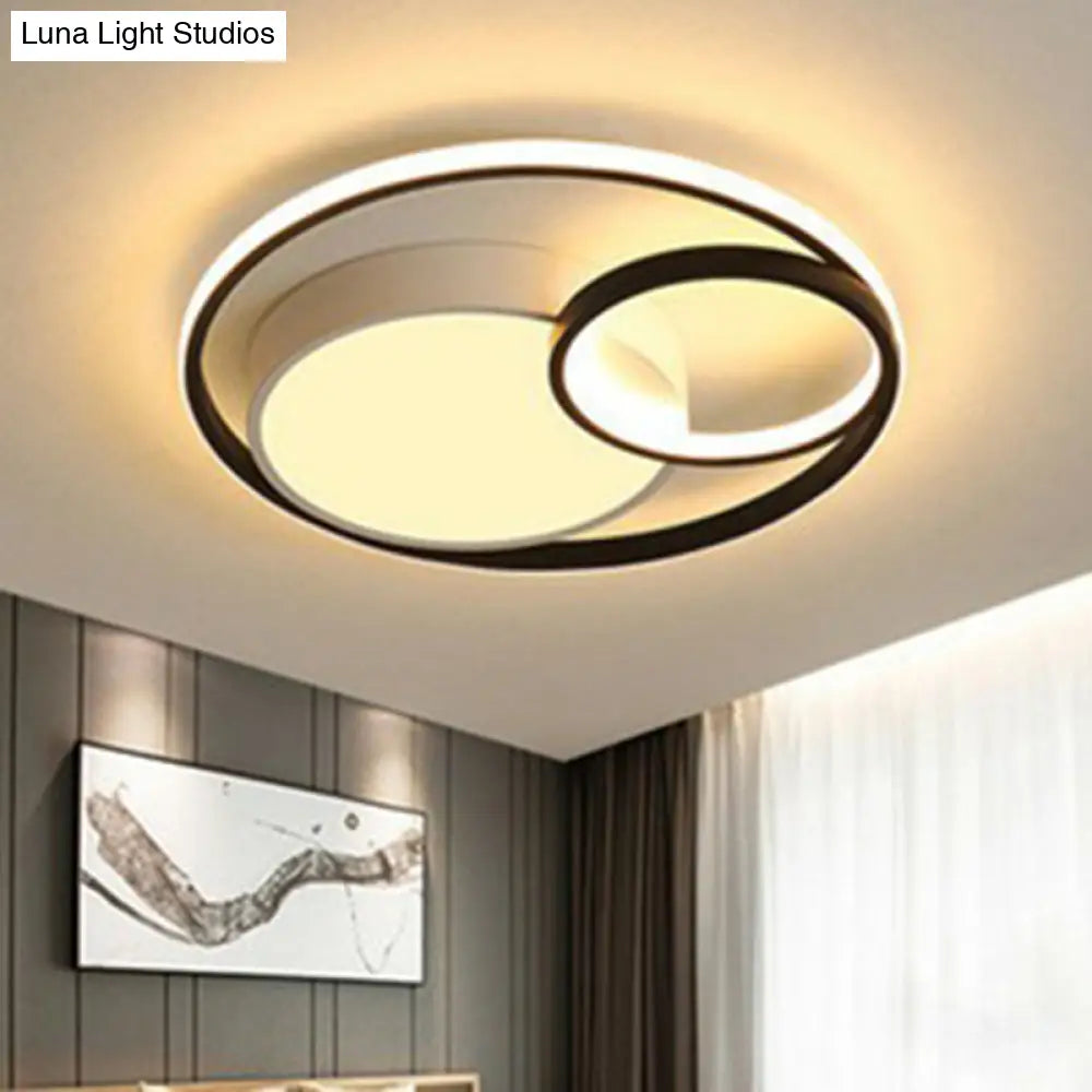 Contemporary Circle Acrylic Led Ceiling Light For Study Room Black / Warm