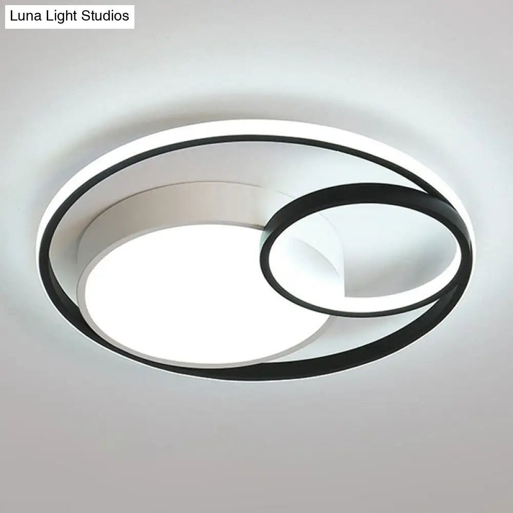 Contemporary Circle Acrylic Led Ceiling Light For Study Room Black / White