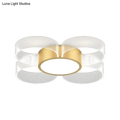 Contemporary Circle Ceiling Light: Acrylic 3/4/5 Bulbs Flush Mount Gold Finish