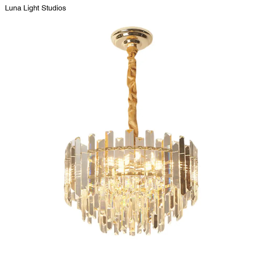 Contemporary Clear Crystal Prismatic Pendant Light Fixture - 8/10 Bulbs 18’/23.5’ Wide