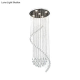 Contemporary Clear Crystal Spiral Pendant With 5 Led Lights - Stylish Living Room Hanging Lamp