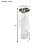 Contemporary Clear Crystal Spiral Pendant With 5 Led Lights - Stylish Living Room Hanging Lamp