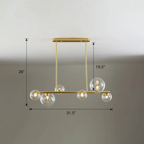 Contemporary Clear Glass Bubble Island Lamp - Stylish Ceiling Light For Dining Room 6 / Gold