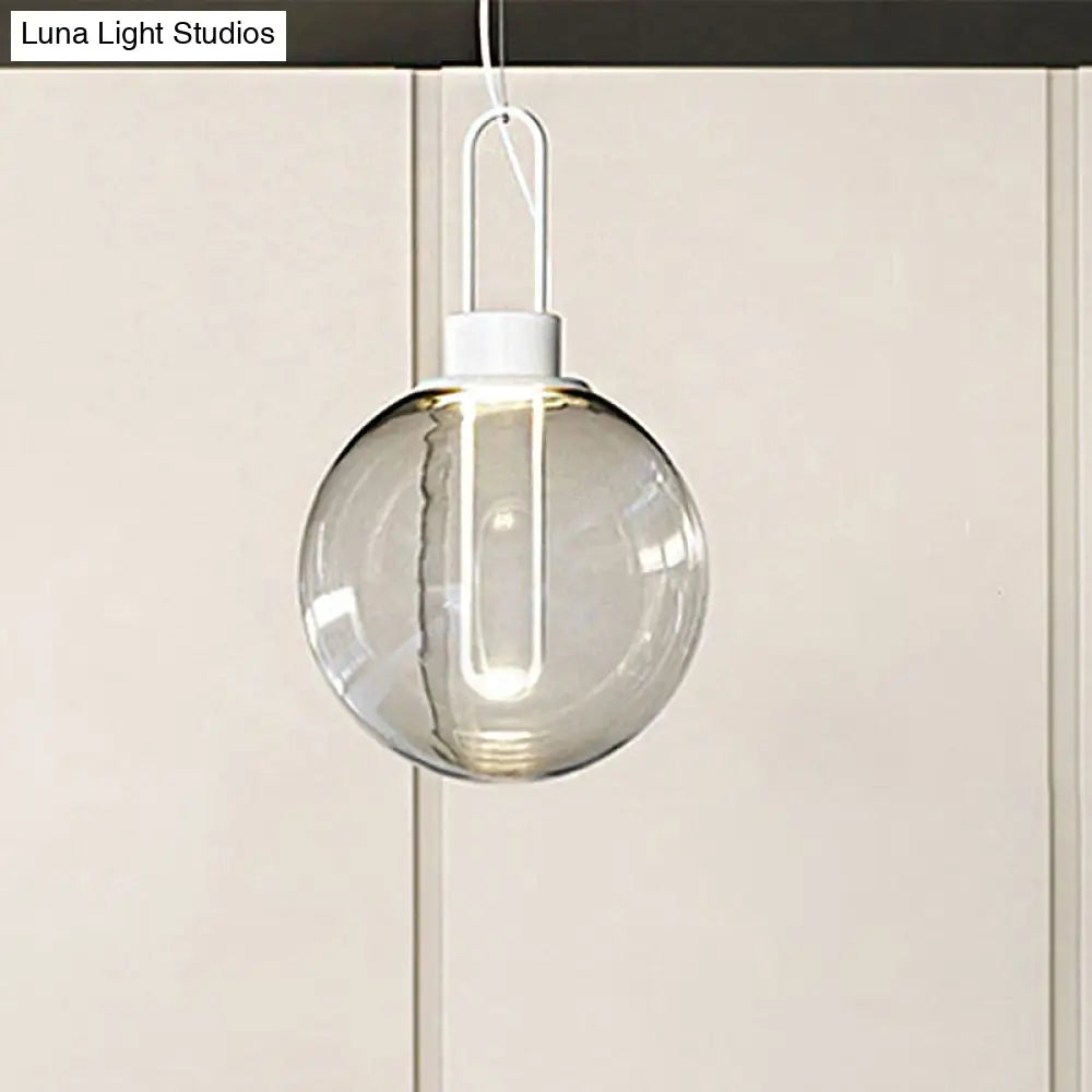 Contemporary Clear Glass Sphere Pendant Light - Elegant 1-Light White/Black Hanging Lamp For