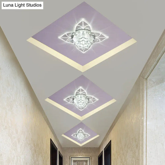 Contemporary Clear Led Flush Mount Ceiling Light For Corridor - Blossom Crystal