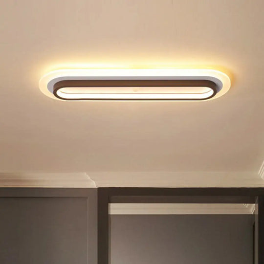 Contemporary Coffee Linear Flush Ceiling Light - Metal Led Mount For Corridor Lighting / Small Warm