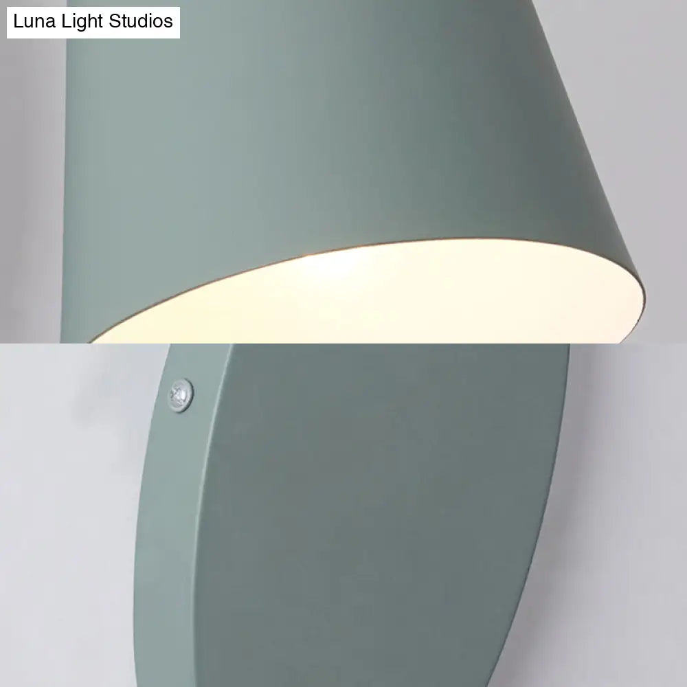 Contemporary Cone Sconce Light Fixture With Metal Shade & Pull Chain In Vibrant Colors