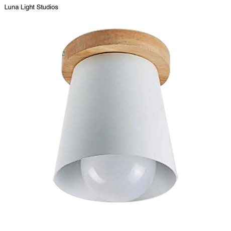 Contemporary Conical Ceiling Light Gray/White/Green - Metal Flush Mount For Bedroom