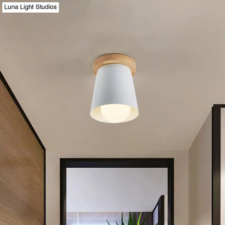 Contemporary Conical Ceiling Light Gray/White/Green - Metal Flush Mount For Bedroom