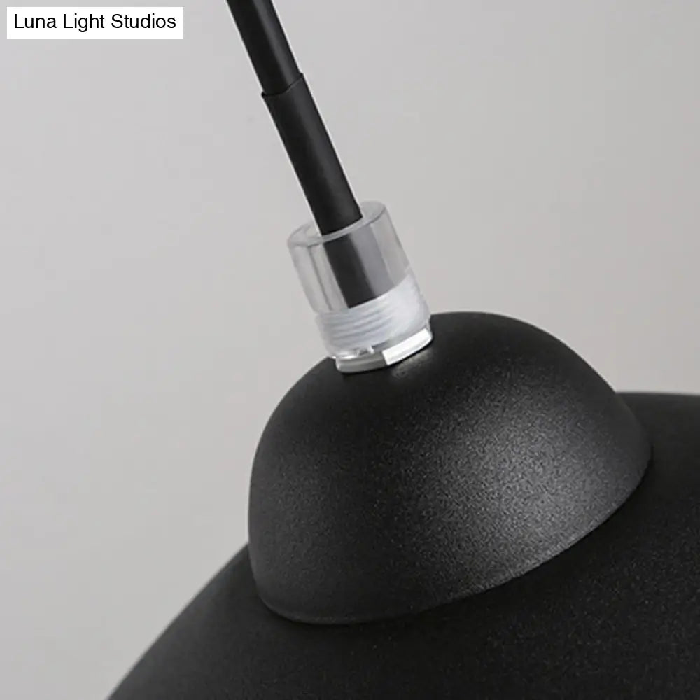 Contemporary Conical Metal Pendant Lamp - 1 Light Black/White Perfect For Dining Room