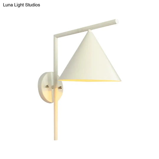 Contemporary Conical Metal Wall Sconce Light Fixture - 1 Black/White/Gold 8 W