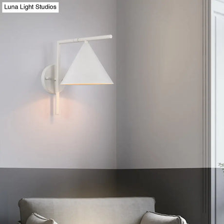 Contemporary Conical Wall Sconce Light For Bedroom - Metal 1 Head Black/White/Gold