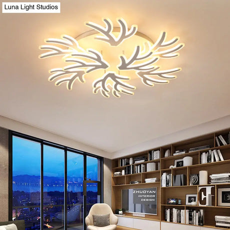 Contemporary Coral Flush Ceiling Light: Acrylic Flushmount With Led Lights In Warm/White/Natural
