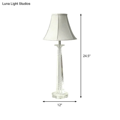 Contemporary Cream Gray Bell Nightstand Light With K9 Crystal Shade - Perfect For Bedroom