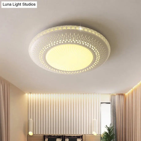 Contemporary Crystal Accent Led Ceiling Lamp - 21’/25’ Round Shade Flush Mount Fixture White Light