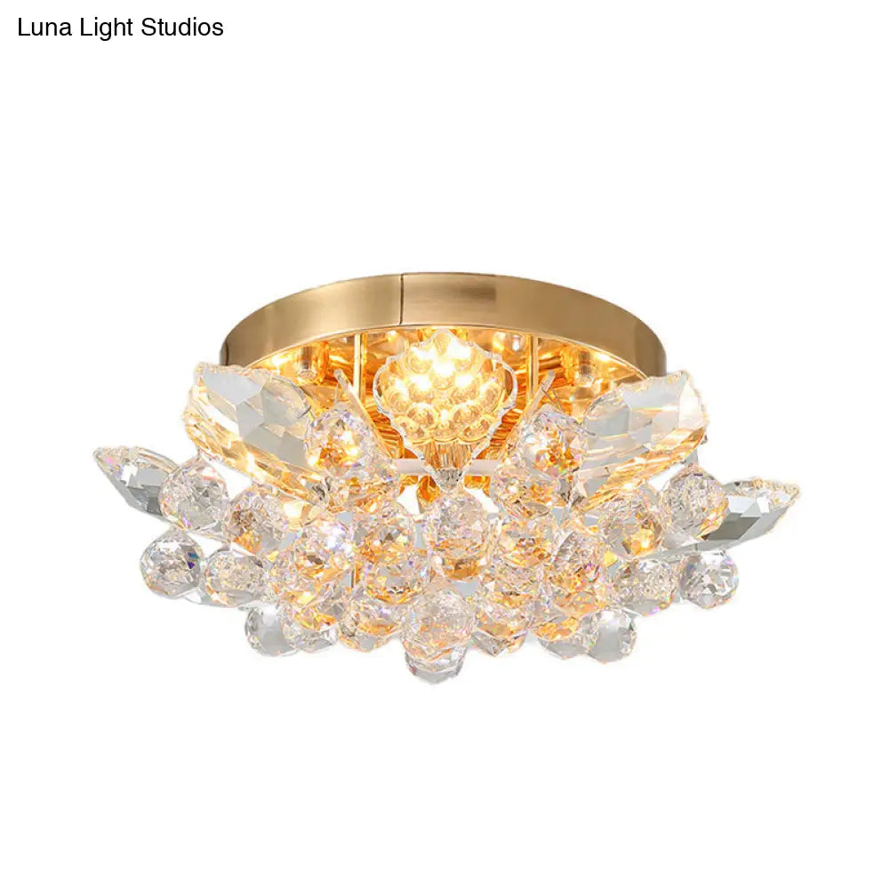 Contemporary Crystal Ball Ceiling Light With Led Gold/Silver Semi Flush Mount
